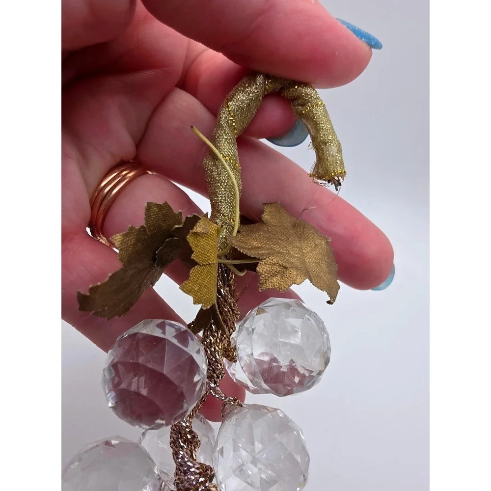 Unbranded Faceted Glass Grape Cluster MCM Clear Fair Vintage Decorative Accent
